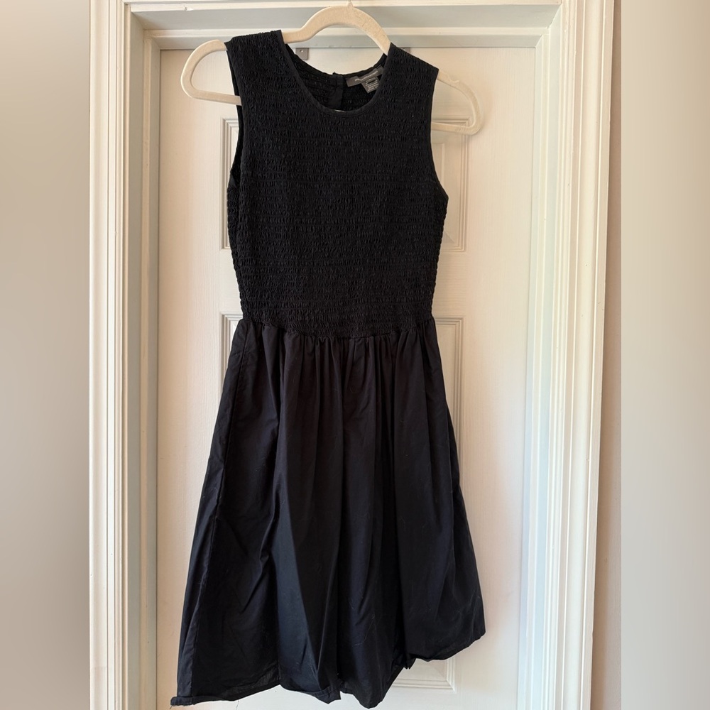 French Connection Black Pleated Fit and Flare Dress